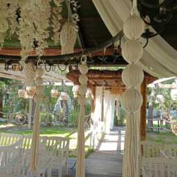 Macrame Ball Hanging Set - Boho Wedding Venue Decor - thumbnail 2