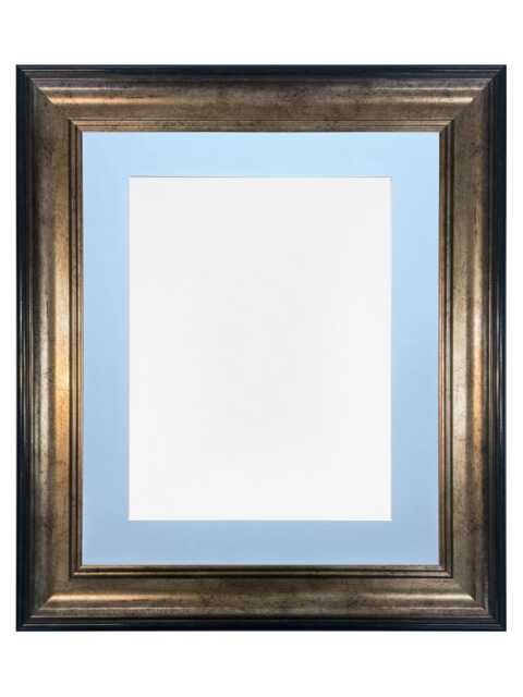 Scandi Black & Gold Picture Frame Blue Mount, Recycled Plastic - image 1