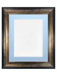 Scandi Black & Gold Picture Frame Blue Mount, Recycled Plastic