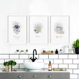 Coastal Boho Prints For Bathroom Decor With Frames, Seashell 3 Piece Wall Art Prints, Spa Decor Framed Art, Relaxation Gift Women - thumbnail 1
