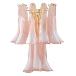 Murano Glass Sconce 2 Tier - Nine Pink Petali Mid-Century Italian Wall Mounted Light - thumbnail 4