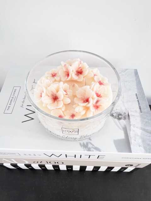 Japanese Cherry Blossom Candle, Handcrafted Botanical Cocosoy Candle, Floral Gift Candle With Sakura Blossom Petals, 430 Grams. Mum Gift - image 1