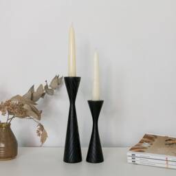 Bishop Black Ash Set Of 2 Handturned Wood Candlestick Candle Minimalist Scandinavian Decoration Mid Century Modern Slow Design Hygge Simple - thumbnail 4