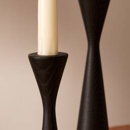 Bishop Black Ash Set Of 2 Handturned Wood Candlestick Candle Minimalist Scandinavian Decoration Mid Century Modern Slow Design Hygge Simple - thumbnail 3