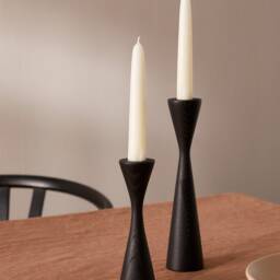 Bishop Black Ash Set Of 2 Handturned Wood Candlestick Candle Minimalist Scandinavian Decoration Mid Century Modern Slow Design Hygge Simple - thumbnail 2