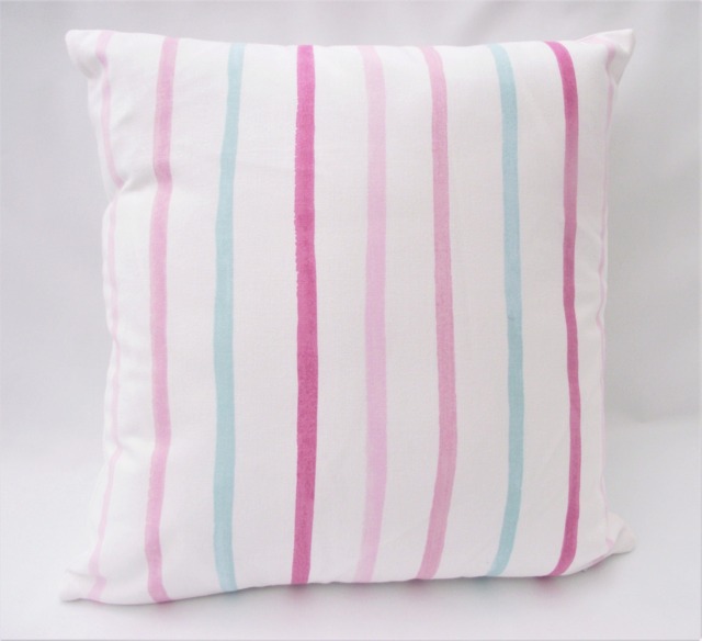 Laura Ashley Pink Stripe Cushion Hand Made in Painterly With Zip Fastening - image 1