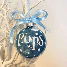 Pops Christmas Bauble, Glitter Ornament, Grandad Gift, Grandpa Tree Decoration, Grandfather Gift 2026 - thumbnail 1