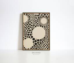 Abstract Black Beige Dots Wall Art, Modern Gallery Print Neutral Canvas, Infinity Poster, Digital, Office Home Decor, Bauhaus Printable - thumbnail 1