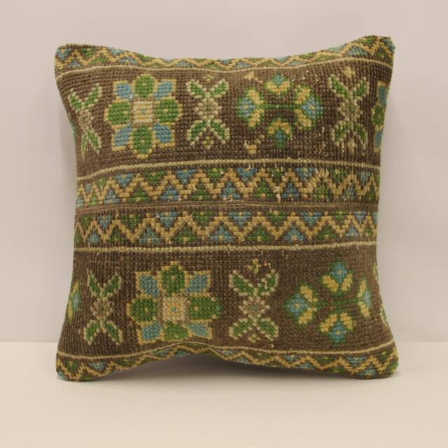 Vintage Cushion Rug Throw Pillow Cover, 18x18 in - 45x45 cm Turkish Pillow Minimalist Cover Sofa Pillows 4Kbf-698 - image 1
