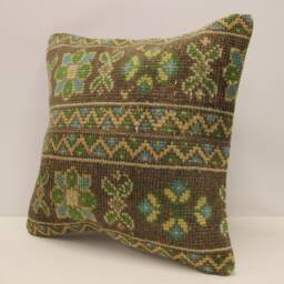 Vintage Cushion Rug Throw Pillow Cover, 18x18 in - 45x45 cm Turkish Pillow Minimalist Cover Sofa Pillows 4Kbf-698 - thumbnail 2