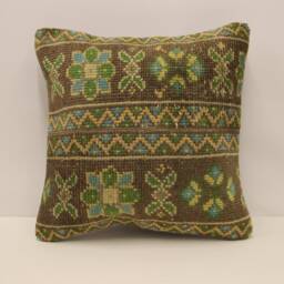 Vintage Cushion Rug Throw Pillow Cover, 18x18 in - 45x45 cm Turkish Pillow Minimalist Cover Sofa Pillows 4Kbf-698 - thumbnail 1