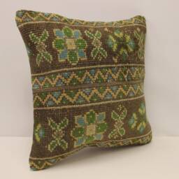 Vintage Cushion Rug Throw Pillow Cover, 18x18 in - 45x45 cm Turkish Pillow Minimalist Cover Sofa Pillows 4Kbf-698 - thumbnail 3