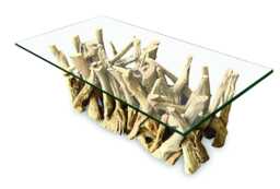 Driftwood Rectangle Coffee Table With 120 X 60cm Glass - thumbnail 1