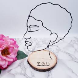 African Woman Wire Sculpture, Abstract Face Art, Desk Decor - thumbnail 3