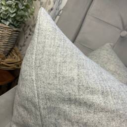 Plain Wool Blend Cushion Cover, Pillow Throw - Prestige John Lewis Fabric /Double Sided Grey - thumbnail 2