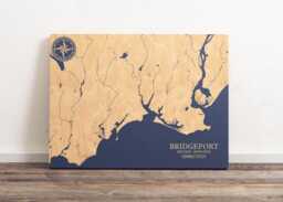 Bridgeport, Connecticut Map - Engraved Wood Coastal Wall Art Sign, Beach House Home Decor Nautical Print, Unique Personalized Family Gift - thumbnail 1