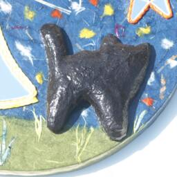 Black Cat Moon Mirror, Starry Night Wall Decor, Handmade - thumbnail 2