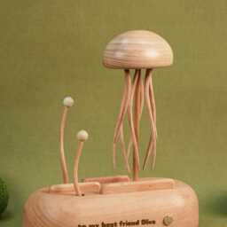 Handmade Jellyfish Kinetic Sculpture, Automaton Mechanical Toy, Wooden Automata Art, Statue - thumbnail 4