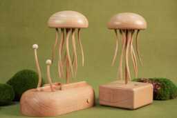 Handmade Jellyfish Kinetic Sculpture, Automaton Mechanical Toy, Wooden Automata Art, Statue