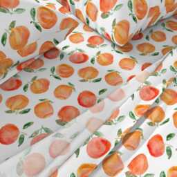 Summer Fruit Sheets - Watercolor Oranges Larger By Katerinaizotova Food Cotton Sateen Sheet Set Bedding Spoonflower - thumbnail 2