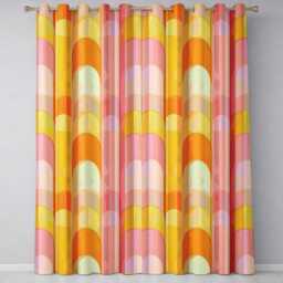 Abstract Fluid Gradient Vertical Waves Warm Sunset Colors Seamless Pattern Readymade Eyelet Ring Top Thermal 100% Blackout Curtains - thumbnail 2