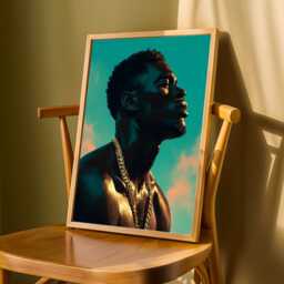 Afrocentric Man Portrait Print Gold Chain, Boho Wall Art - Unframed - Poster Only - thumbnail 3