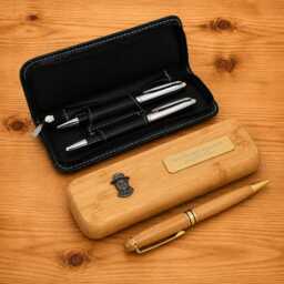 Historical Figures Luxury Wooden Or Leatherette Pen Case With Matching Free Engraving Churchill King Henry Darwin Gift - thumbnail 1