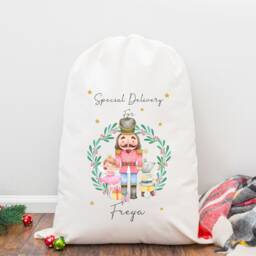 Personalised Christmas Sack, Nutcracker Ballerina Santa Stocking Bag, Father Christmas, Present Eve Box - thumbnail 3