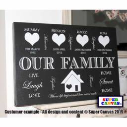 Our Family Word Art Handmade Personalised Framed Wall Canvas Print Mum Dad Wife Husband Friend Wedding Birthday Mothers Day Gift - thumbnail 1