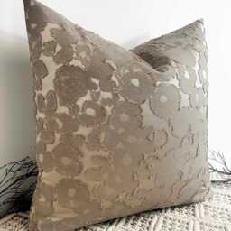Luxury Taupe Heavily Patterened Scatter Cushion With Metallic Gold Accents Textured Beige For Sofa & Bed - Style 99 - thumbnail 3