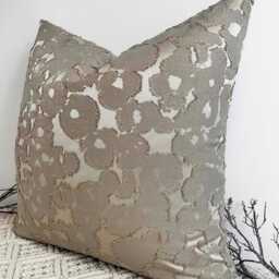 Luxury Taupe Heavily Patterened Scatter Cushion With Metallic Gold Accents Textured Beige For Sofa & Bed - Style 99 - thumbnail 2
