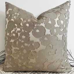 Luxury Taupe Heavily Patterened Scatter Cushion With Metallic Gold Accents Textured Beige For Sofa & Bed - Style 99