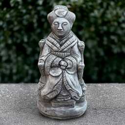 Concrete Chinese Woman Sculpture Outdoor Sitting Statue Stone Elegant Lady Ornament Traditional Decoration Asian Figurine - thumbnail 1
