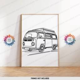 Minimal Campervan Wall Art - Set Of 3 Prints - Outdoor Posters Camper Van Monoline Camp Home Decor Gift Camping Nature Gifts - thumbnail 3