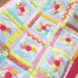 "Hand Quilted Kid Or Baby Quilt Patchwork Pinwheel Blanket, 44"" X 56" - thumbnail 3