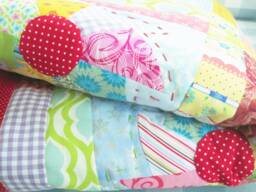 "Hand Quilted Kid Or Baby Quilt Patchwork Pinwheel Blanket, 44"" X 56" - thumbnail 1