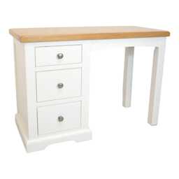 Grofurniture Snow White & Oak 3-Drawer Dressing Table Solid Wood Vanity Desk - thumbnail 3