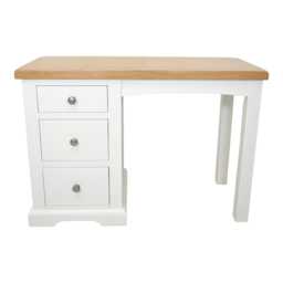 Grofurniture Snow White & Oak 3-Drawer Dressing Table Solid Wood Vanity Desk - thumbnail 2