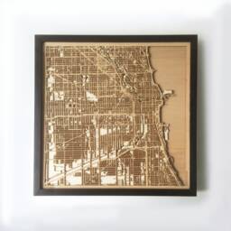Chicago Wooden Street Map - Laser Cut 3D City Art - thumbnail 1
