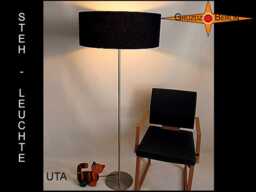 Black Floor Lamp Uta Of Linen Black - thumbnail 1