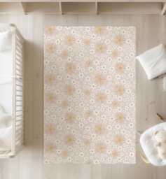 Sun & Daisies - Peach Rug, Carpet, Kids Decor, Children's Room Decor, Kids Carpet - thumbnail 1