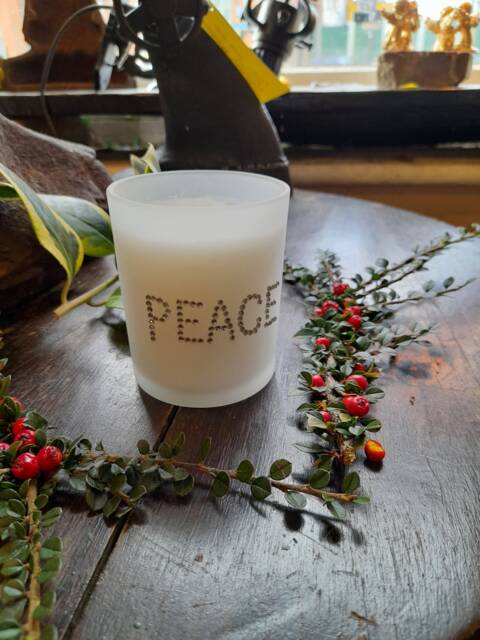 Austrian Crystal Glass Christmas Candle Votive, Peace, 45 Hours Burn Time For Candle, Then Use As A Tealite Holder