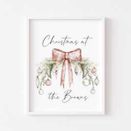 Personalised Christmas Family Name Print Bauble Wreath Seasonal Wall Art - Unframed - thumbnail 2