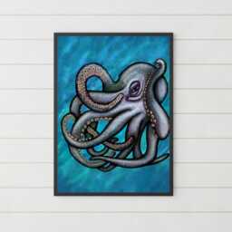 Octopus A4 Print, High Quality Wall Art, Sea Life Marine Decor, Original Artist Biologist Poster - thumbnail 3