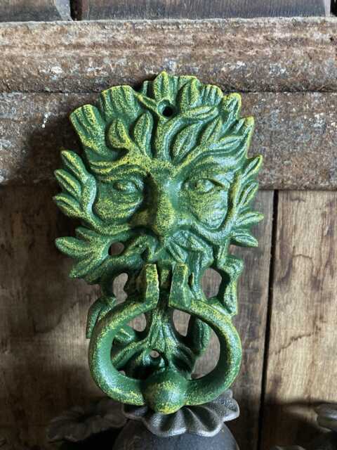 Cast Iron Hanging Green Man Door Knocker Ornament - image 1