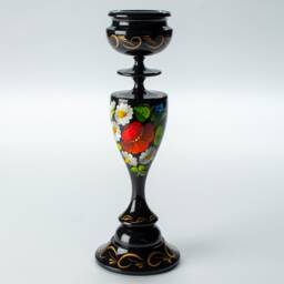 Hand Painted Candlestick Holder Ukrainian Petrykivka Floral Art S181 - thumbnail 3