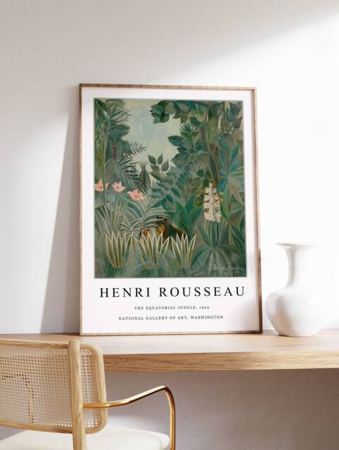 Henri Rousseau Poster, The Equatorial Jungle, Exhibition Print, Floral Wall Art, Animal Gift, A1/A2/A3/A4 - image 1