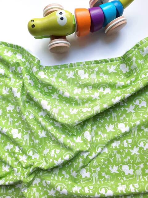 Baby Blanket - Cotton & Plush For Newborn Nursery, Stroller, Car Cute Safari Animals Green - image 1