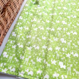 Baby Blanket - Cotton & Plush For Newborn Nursery, Stroller, Car Cute Safari Animals Green - thumbnail 2