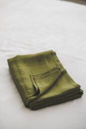 Forestlandlinen Moss Green Linen Flat Sheet Handmade Comfort For Better Sleep, Natural Softened Linen Sheet, Premium Quality Bedding